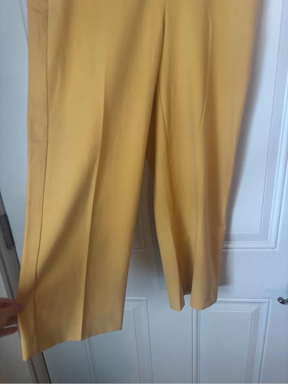 Rachel Zoe Mustard High-Rise Wide-Leg Crop Trousers